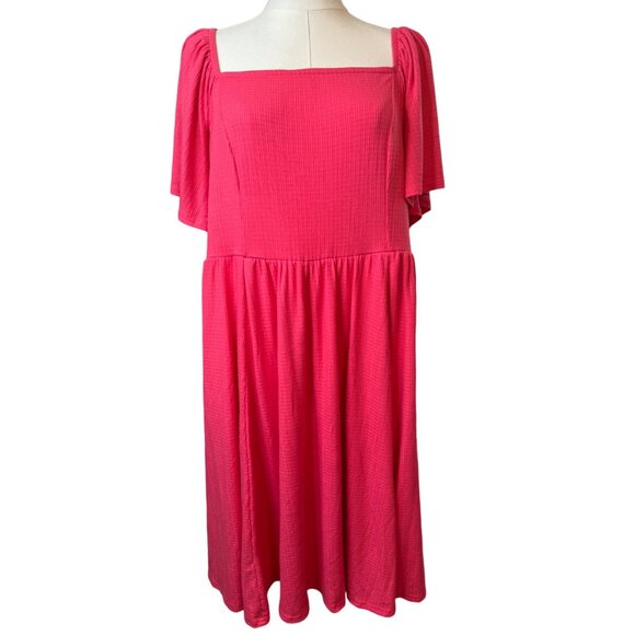 Torrid 3X NWT Rouge Red Dress Textured Knit Flutter Back Tie Dress - Picture 4 of 14